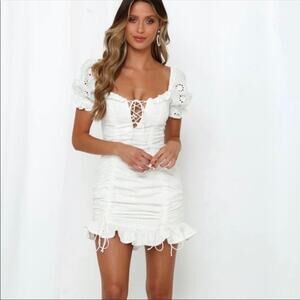 Hello Molly White Eyelet Saved By The Bell Mini Dress Sz.L/US 8
